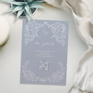 Carte D'accompagnement Dusty Blue Vintage Floury Détails sur le Mariage