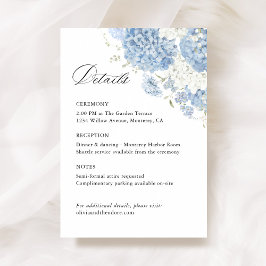 Carte D'accompagnement Dusty Blue White Floral Wedding Details, Info