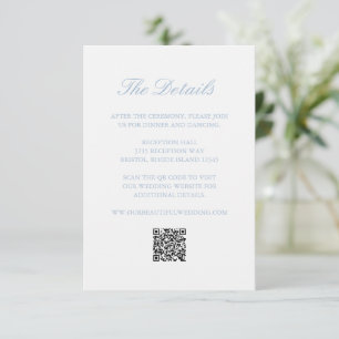 Carte D'accompagnement Dusty Blue Wreath Monogramme QR Code Mariage éléga