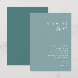 Carte D'accompagnement Dusty Boho   Bleu et Vert Mariage Wishing well