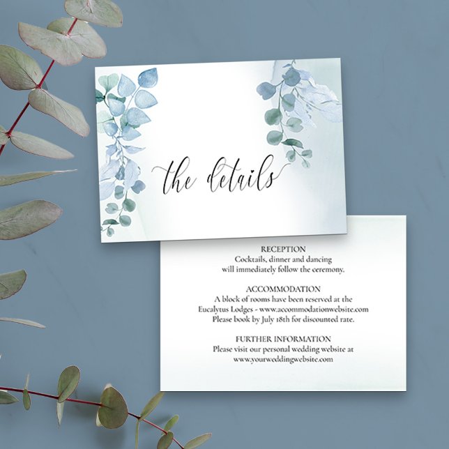Carte D'accompagnement Dusty Eucalyptus Elégant Green Détails Mariage (Créateur téléchargé)