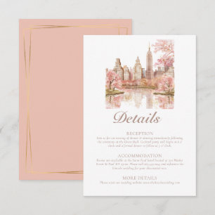 Carte D'accompagnement Dusty Pink New York Destination Détails du mariage