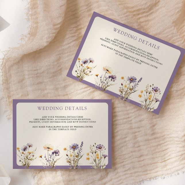 Carte D'accompagnement Dusty Purple Boho Fleur sauvage Détails Mariage (Créateur téléchargé)