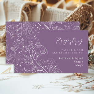 Carte D'accompagnement Dusty Purple Élégant registre des Mariages floraux