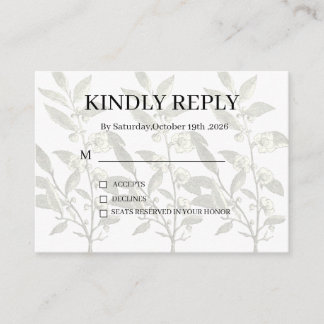 Carte D'accompagnement Dusty Purple Silver Gray Floral Rustic RSVP Card