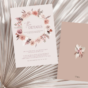 Carte D'accompagnement Dusty Rose Boho Pampas Détails du Mariage Floral
