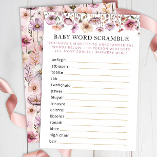 Carte D'accompagnement Dusty rose Fleur sauvage Baby Word Scramble - Boho