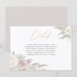Carte D'accompagnement Dusty Rose & Ivory Elegant Wedding Détails