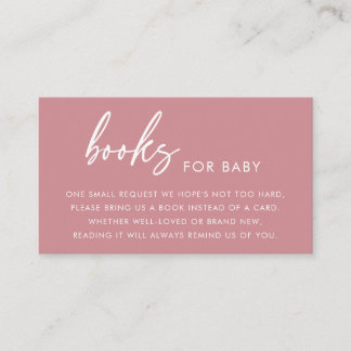 Carte D'accompagnement Dusty Rose Modern Books for Baby Shower Enclosure