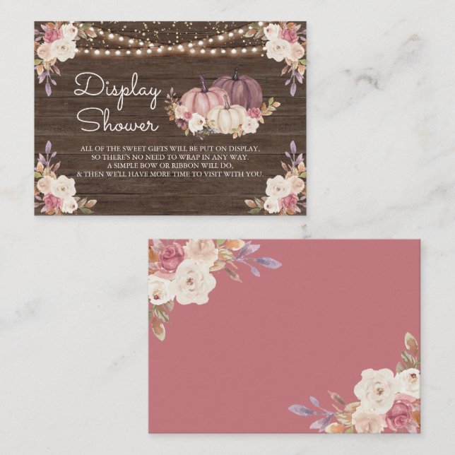 Carte D'accompagnement Dusty Rose rose Floral Citrouille  écran douche (Devant / Derrière)