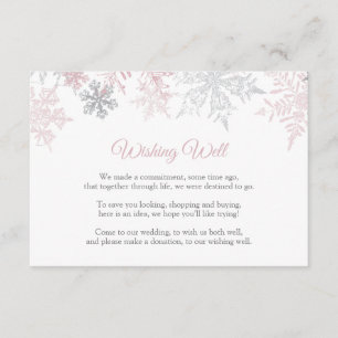 Carte D'accompagnement Dusty rose & Silver Snowflake Mariage Wishing well