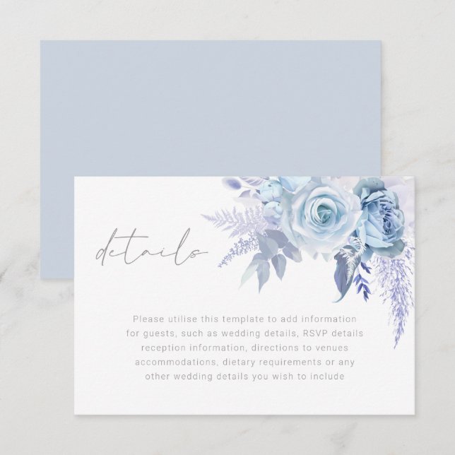 Carte D'accompagnement Dusty Sky Blue Divine Détails sur le Mariage (Devant / Derrière)
