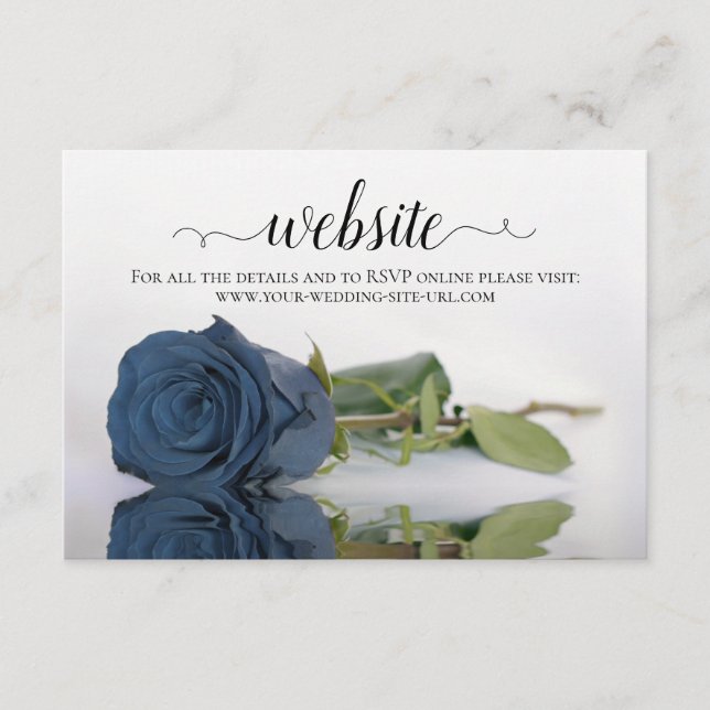 Carte D'accompagnement Dusty Steel Blue Grey Rose Elegant Wedding Website (Devant)