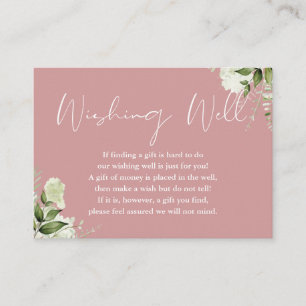 Carte D'accompagnement Dusty Verdure Rose Floral Wishing well Mariage