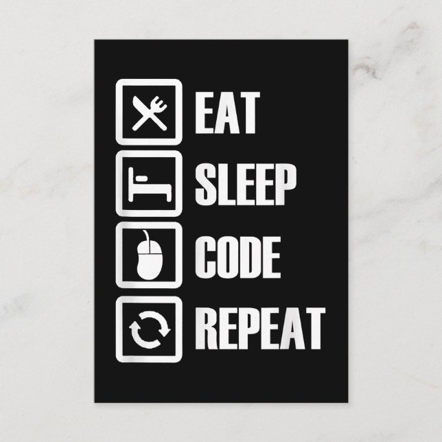 Carte D'accompagnement Eat Sleep Code Répétition Coding Programmer Ingéni (Devant)