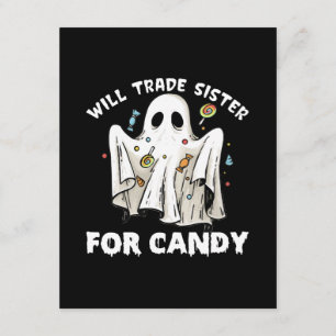 Carte D'accompagnement échangera sœur contre bonbons fantôme d'Halloween