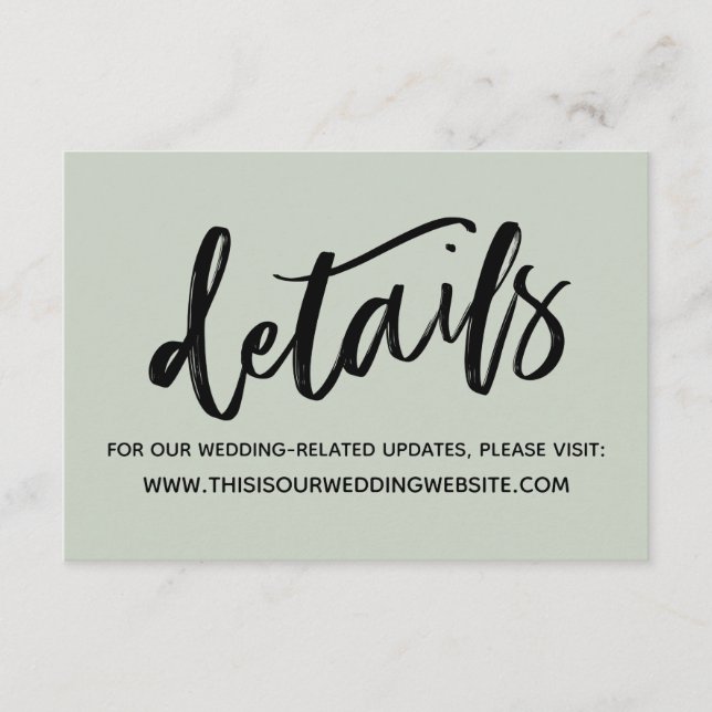Carte D'accompagnement Écriture manuscrite décontractée Détails de mariag (Devant)