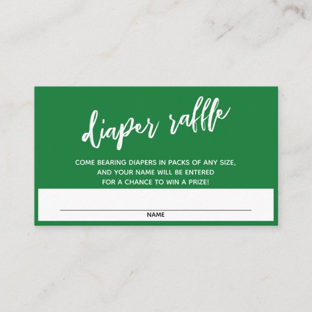 Carte D'accompagnement Écriture moderne Deep Green Diaper Raffle Ticket (Devant)