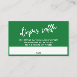 Carte D'accompagnement Écriture moderne Deep Green Diaper Raffle Ticket