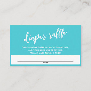 Carte D'accompagnement Écriture moderne Turquoise Diaper Raffle Ticket