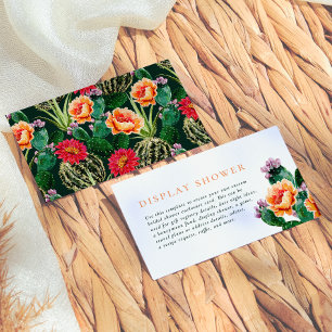 Carte D'accompagnement Éditable Fête de Mariage Bohème Cactus Fleurs