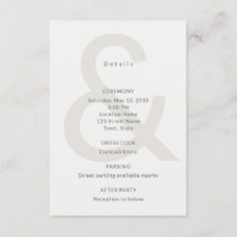 Editorial Typography Wedding Details Card