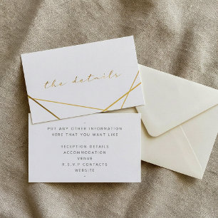 Carte D'accompagnement Effet doré, géométrique, détails mariage