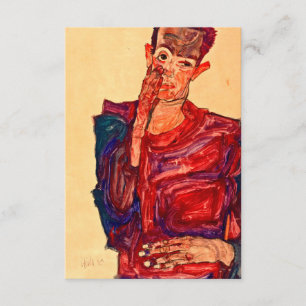 Carte D'accompagnement Egon Schiele - autoportrait avec la paupière tirée