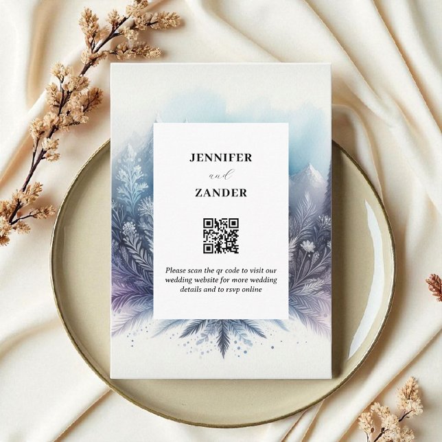 Carte D'accompagnement Elégance Frostée Mariage Aquarelle moderne Icy (Créateur téléchargé)