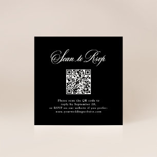 Carte D'accompagnement Élégance Italienne Noire   RSVP avec QR Code