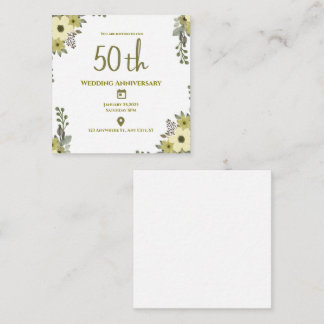 Carte D'accompagnement Élégant 50e anniversaire de Mariage à la florale v