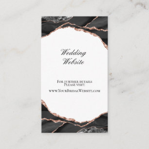 Carte D'accompagnement Elégant Agate Black Rose Gold Mariage site Web