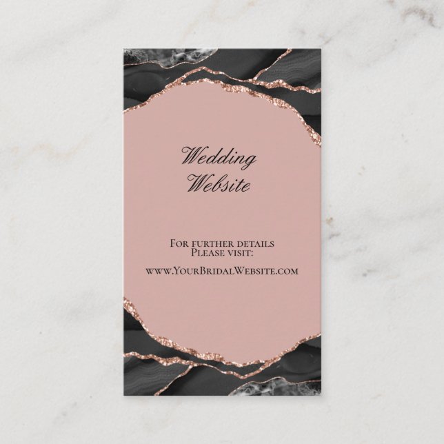 Carte D'accompagnement Élégant Agate Rose Gold Mariage site Web (Devant)
