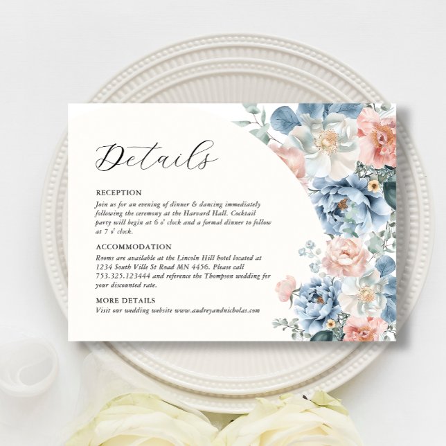Carte D'accompagnement Elégant aquarelle Floral Détails Mariage (Créateur téléchargé)