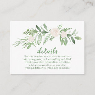 Carte D'accompagnement Elegant Aquarelle Ivoire Rose Détails du Mariage
