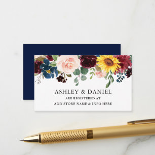 Carte D'accompagnement Elégant Aquarelle Mixte Floral Bleu Registre