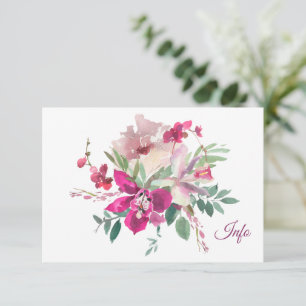 Carte D'accompagnement Elégant Aquarelle Orchidées et Rose Floral Mariage