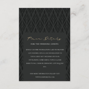 CARTE D'ACCOMPAGNEMENT ÉLÉGANT ART DÉCO ART DÉCO OR NOIR DÉTAILS MARIAGES
