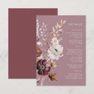 Carte D'accompagnement Élégant Automne Floral Mauve Mariage