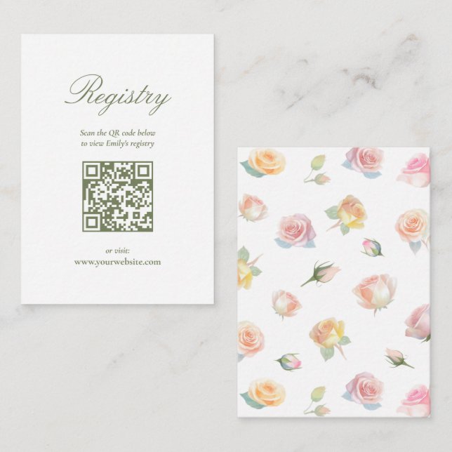 Carte D'accompagnement Elegant Baby in Bloom Baby shower Registry (Devant / Derrière)