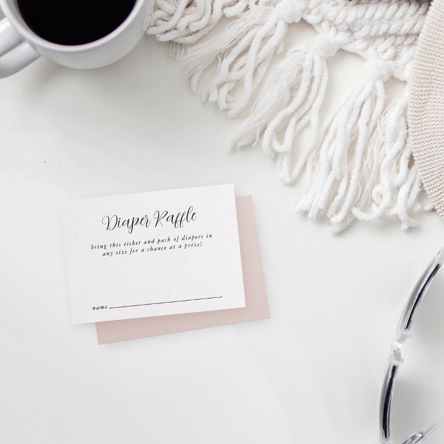 Carte D'accompagnement Élégant Baby shower calligraphie Déchets Raffle (Créateur téléchargé)