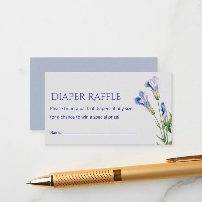 Carte D'accompagnement élégant baby shower moderne fleuri bleu (Devant/Arrière en situation)