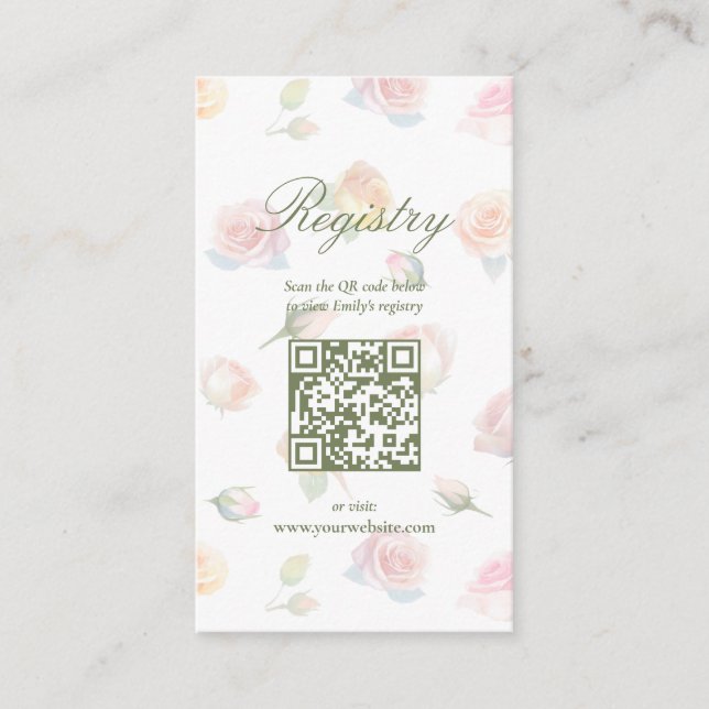 Carte D'accompagnement Élégant Bébé En Fleur Baby shower Registre Enclosu (Devant)