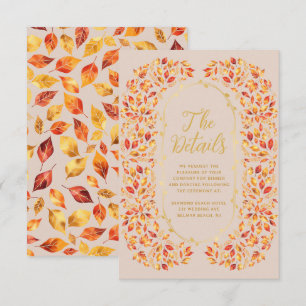 Carte D'accompagnement Elégant Beige Fall Rustique Feuille Détails du Mar