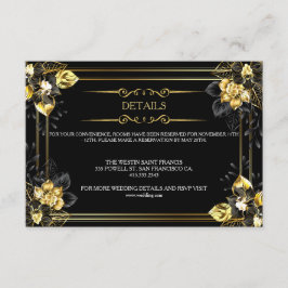 Carte D'accompagnement Elegant black and gold summer wedding