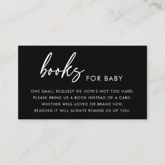 Carte D'accompagnement Elegant Black Books for Baby Shower Enclosure