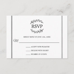 Carte D'accompagnement Élégant blanc RSVP Branches de style français Mono