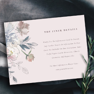 Carte D'accompagnement Elegant Bleu Aquarelle Floral Détails du Mariage