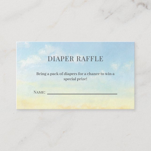 Carte D'accompagnement Élégant bleu ciel nuages Baby shower Déchets Raffl (Devant)