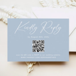 Carte D'accompagnement Elégant bleu clair QR Code Mariage RSVP